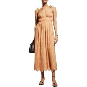 Jonathan Simkhai Peach Lace Midi Dress